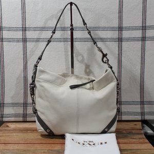 Coach Carly 15251 White Pebbled Gray Accent